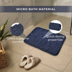 Set of 2 Luxury Microbath Mat with TPR Back - 1400 GSM  (Size 40x60 cm) - Navy