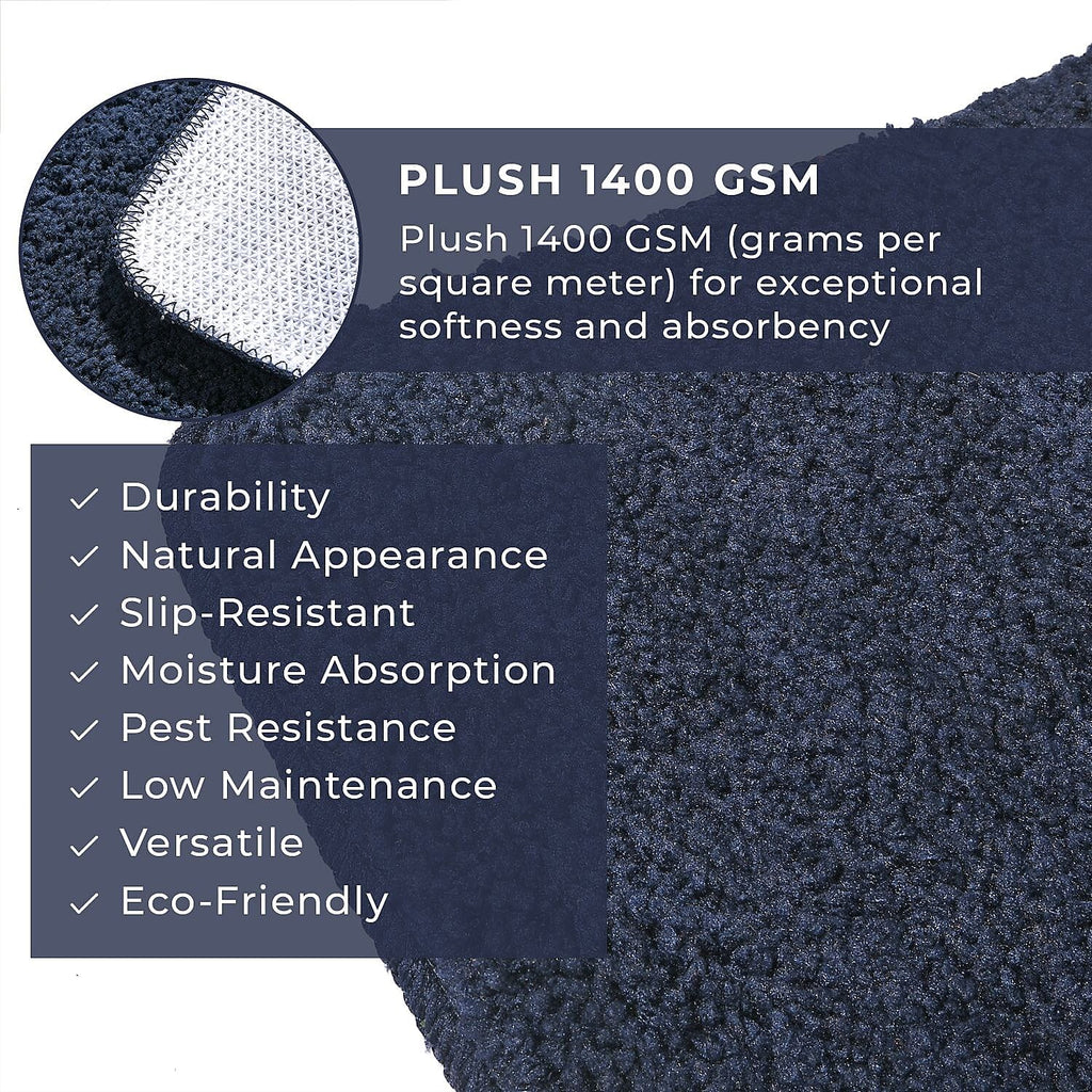 Set of 2 Luxury Microbath Mat with TPR Back - 1400 GSM  (Size 40x60 cm) - Navy