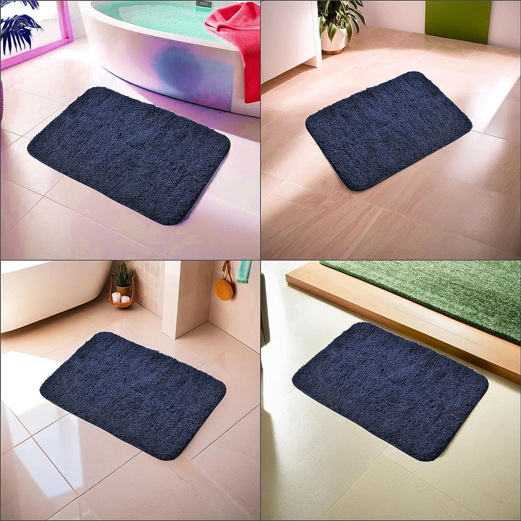 Set of 2 Luxury Microbath Mat with TPR Back - 1400 GSM  (Size 40x60 cm) - Navy