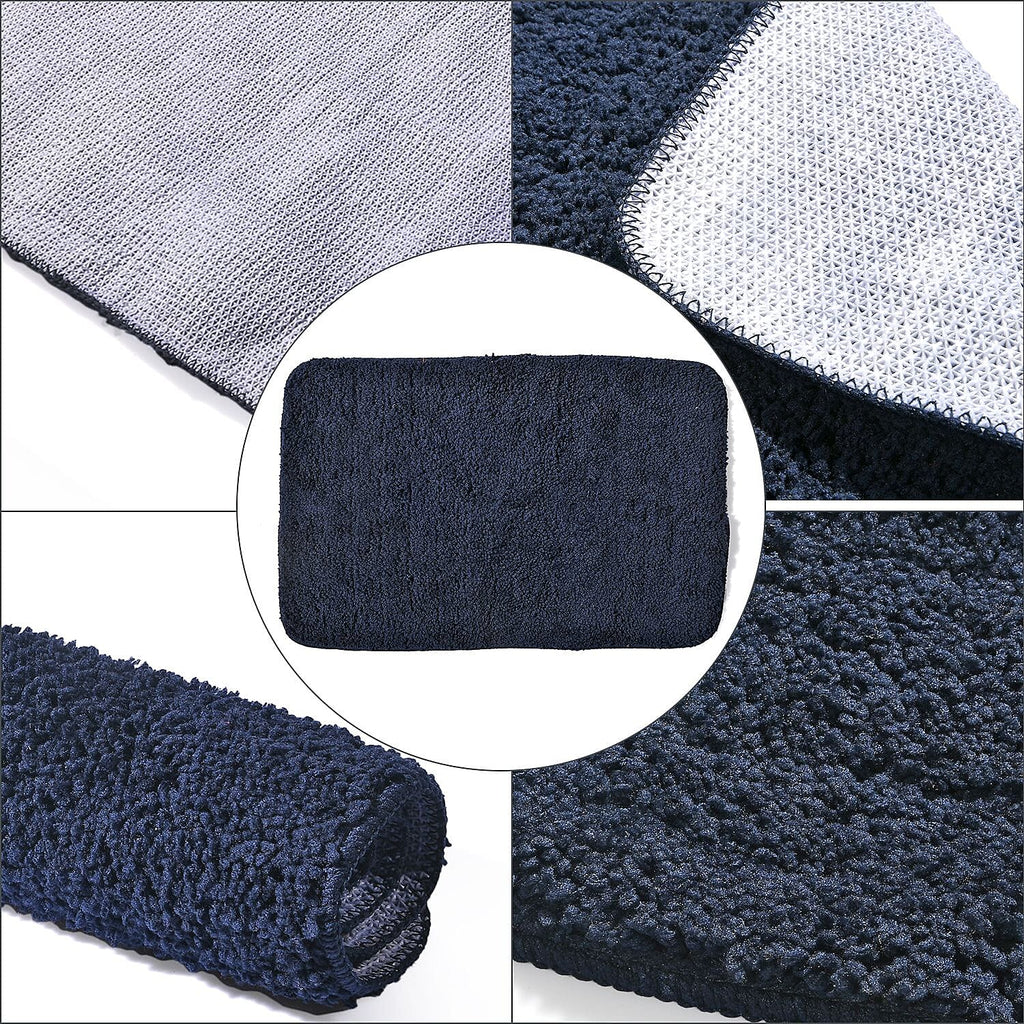 Set of 2 Luxury Microbath Mat with TPR Back - 1400 GSM  (Size 40x60 cm) - Navy