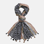 Closeout Deal New Arrival Leaves Pattern Scarf (One Size, 180x87 cm) - Black