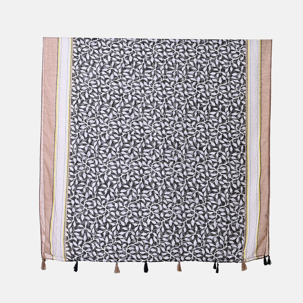 Closeout Deal New Arrival Leaves Pattern Scarf (One Size, 180x87 cm) - Black