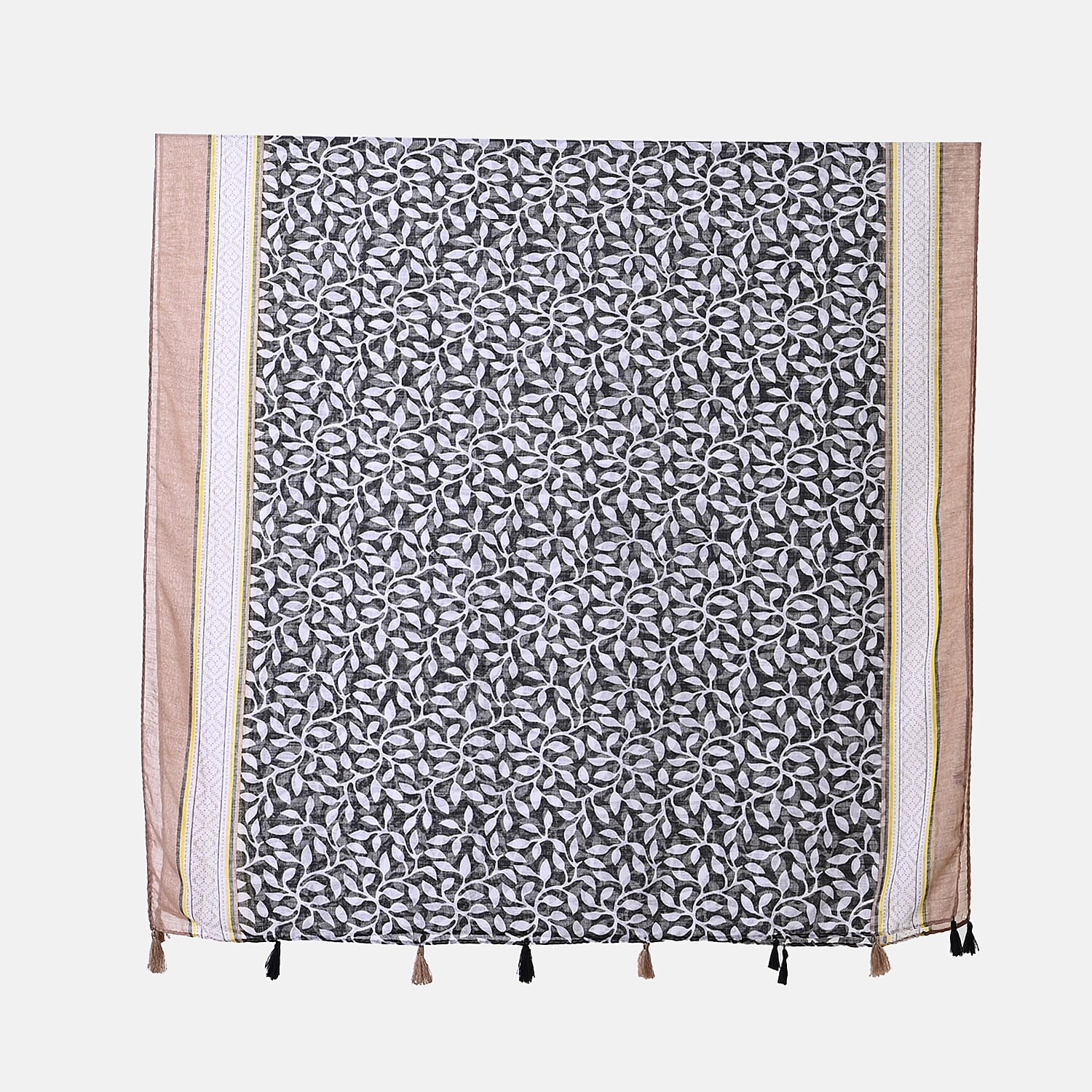Closeout Deal New Arrival Leaves Pattern Scarf (One Size, 180x87 cm) - Black