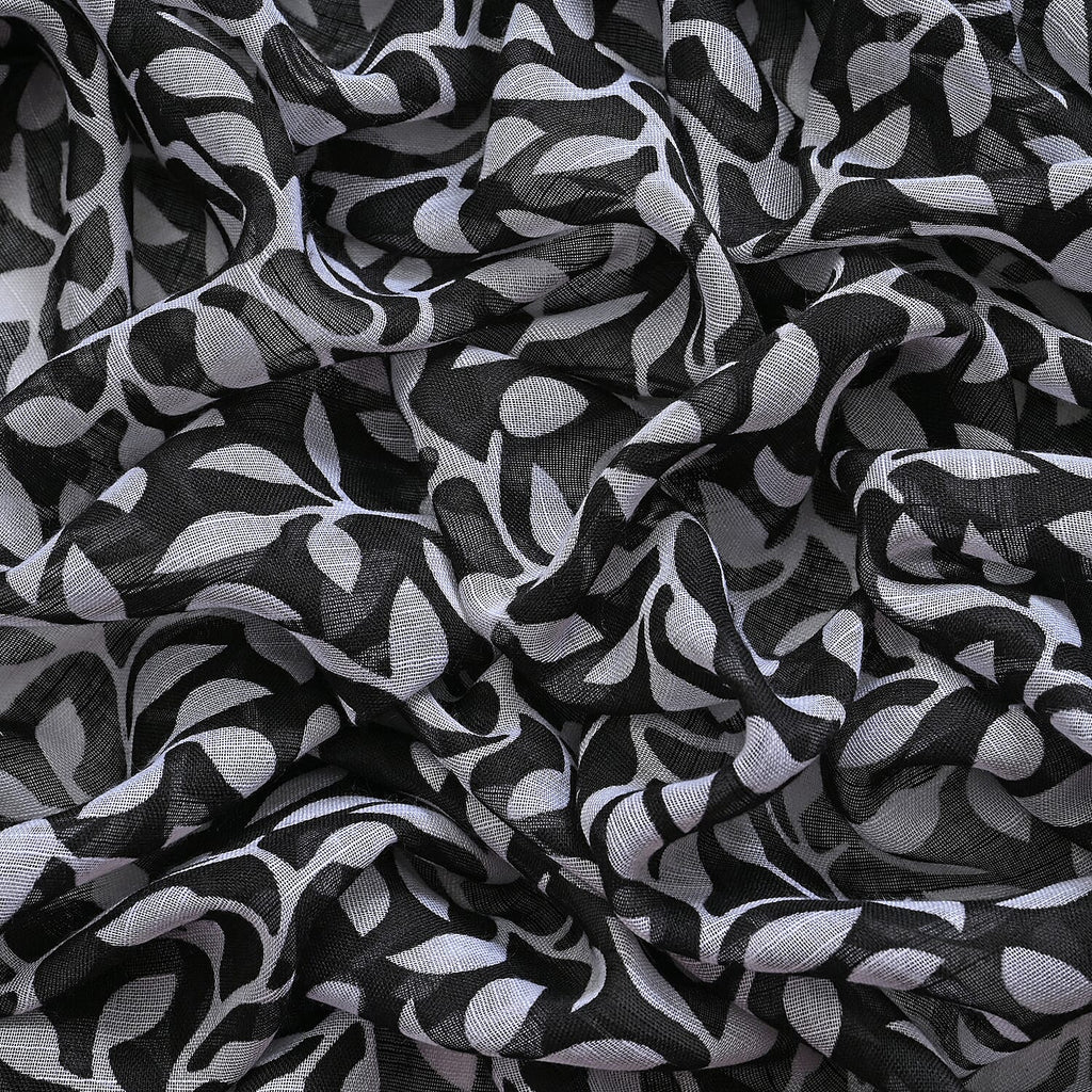 Closeout Deal New Arrival Leaves Pattern Scarf (One Size, 180x87 cm) - Black