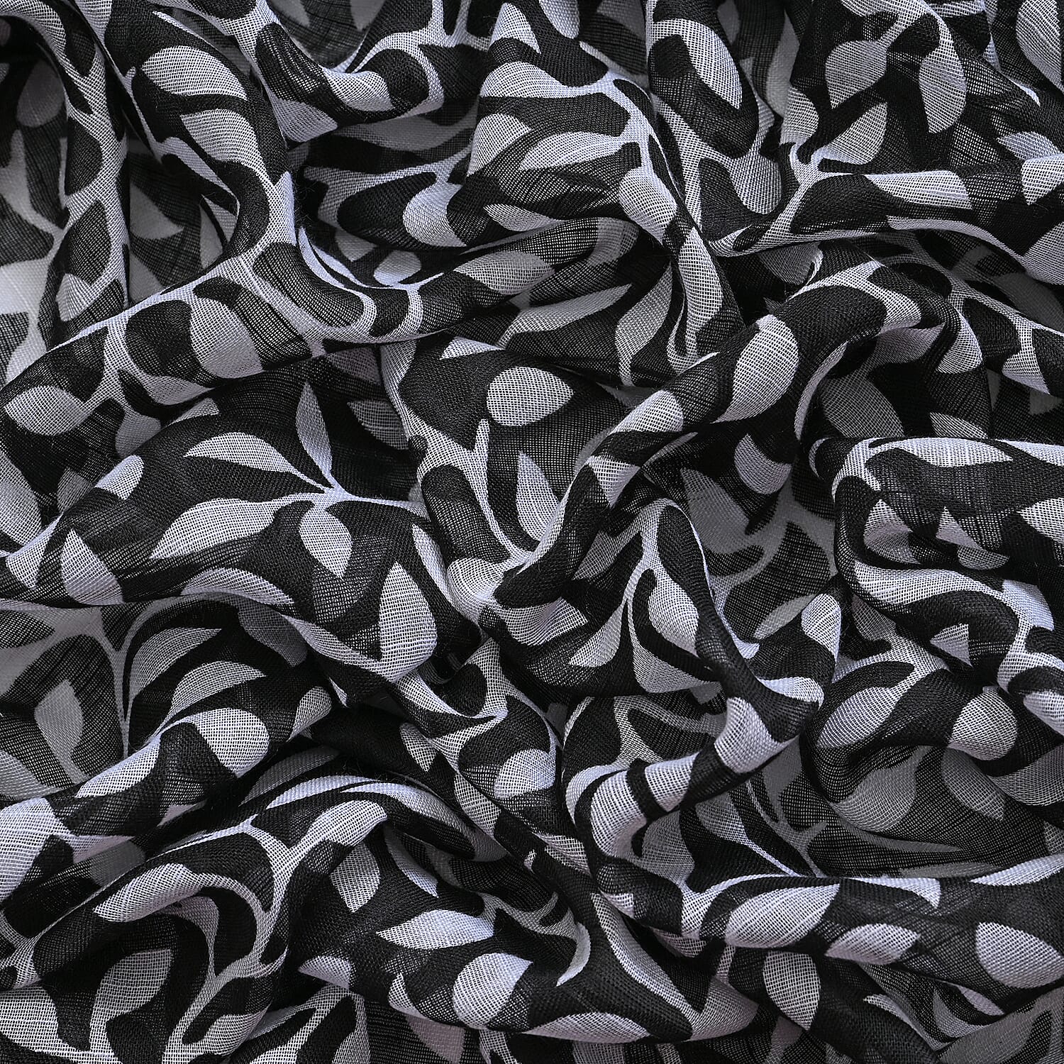 Closeout Deal New Arrival Leaves Pattern Scarf (One Size, 180x87 cm) - Black
