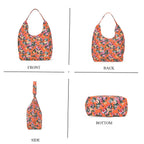 Floral Slouch Tote Bag - Orange