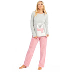 Super Soft Microfleece Pyjama Set (Size S) - Grey & Pink