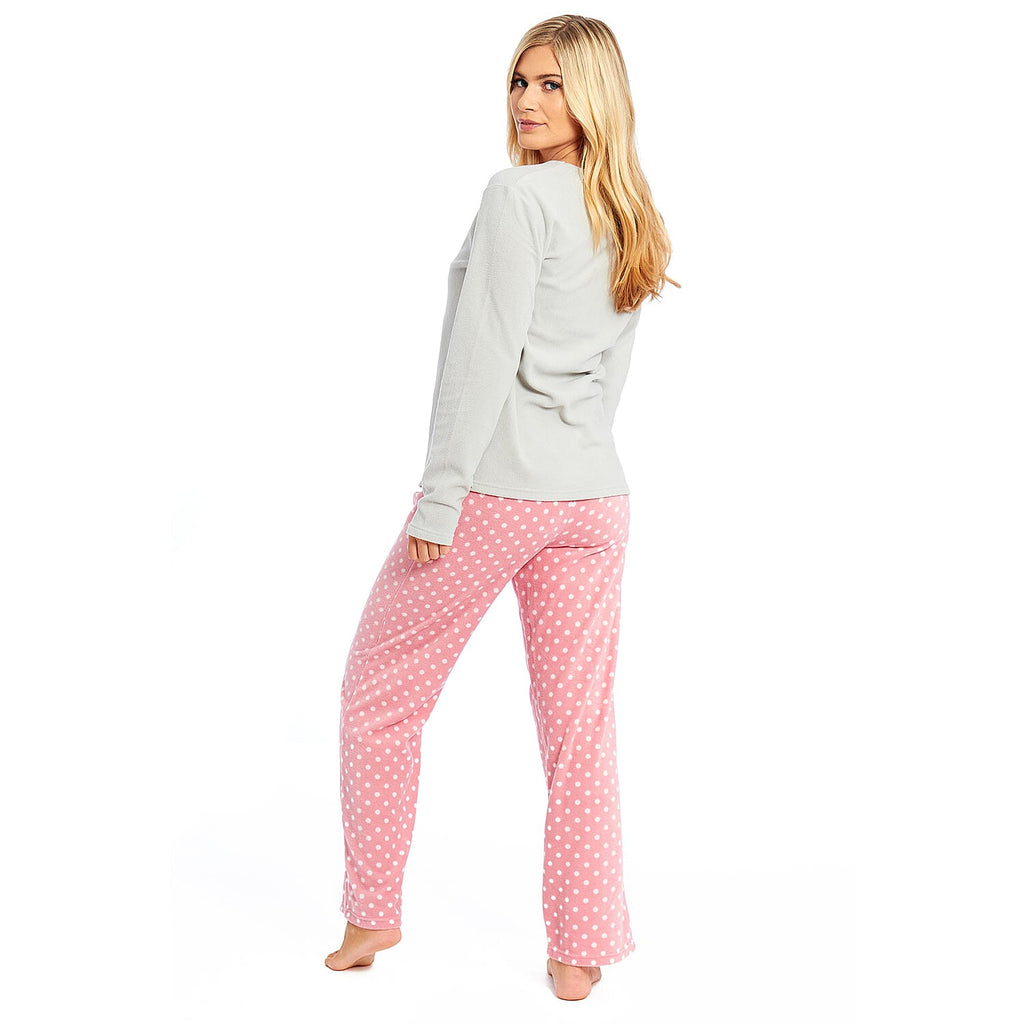 Super Soft Microfleece Pyjama Set (Size S) - Grey & Pink