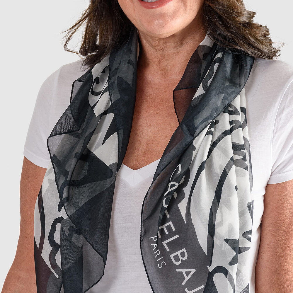 JC De Castelbajac Scarf (Size 90 cm) - Black - White