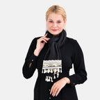 Closeout Deal - Scarf with Fringes and Beads - Black