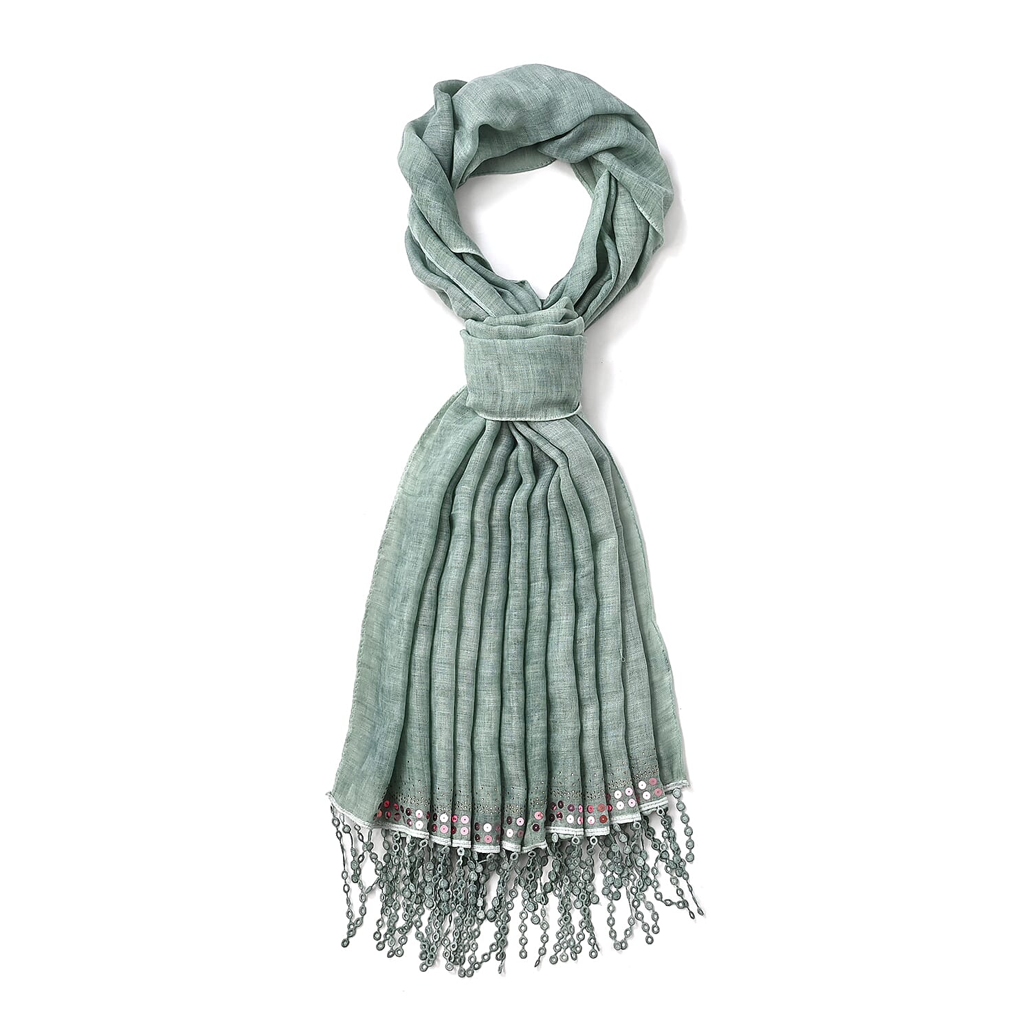 Closeout Deal - Scarf with sequins and tassels - Grey