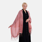 Closeout Deal - Scarf with sequins and tassels - Salmon