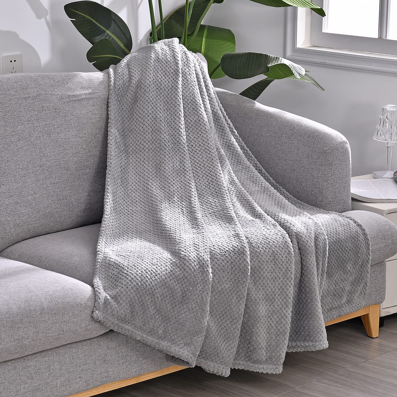 Fleece Flannel Blanket (Size 200x150 cm) - Dark Grey