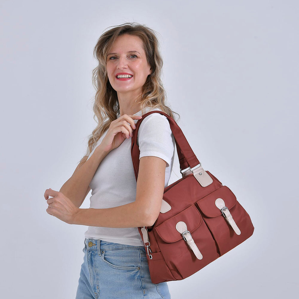 Polyester Solid Crossbody Bag (Size 37x14x31 cm) - Brown & Green