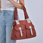 Polyester Solid Crossbody Bag (Size 37x14x31 cm) - Brown & Green