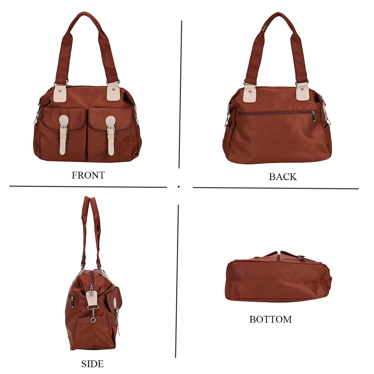 Polyester Solid Crossbody Bag (Size 37x14x31 cm) - Brown & Green
