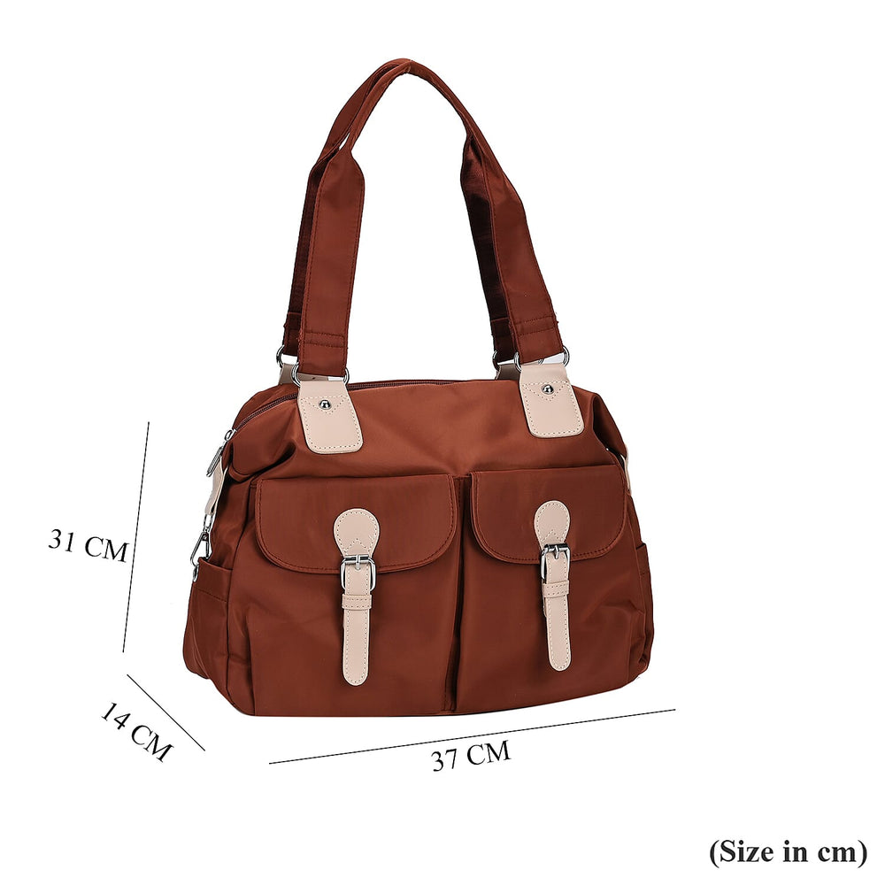 Polyester Solid Crossbody Bag (Size 37x14x31 cm) - Brown & Green