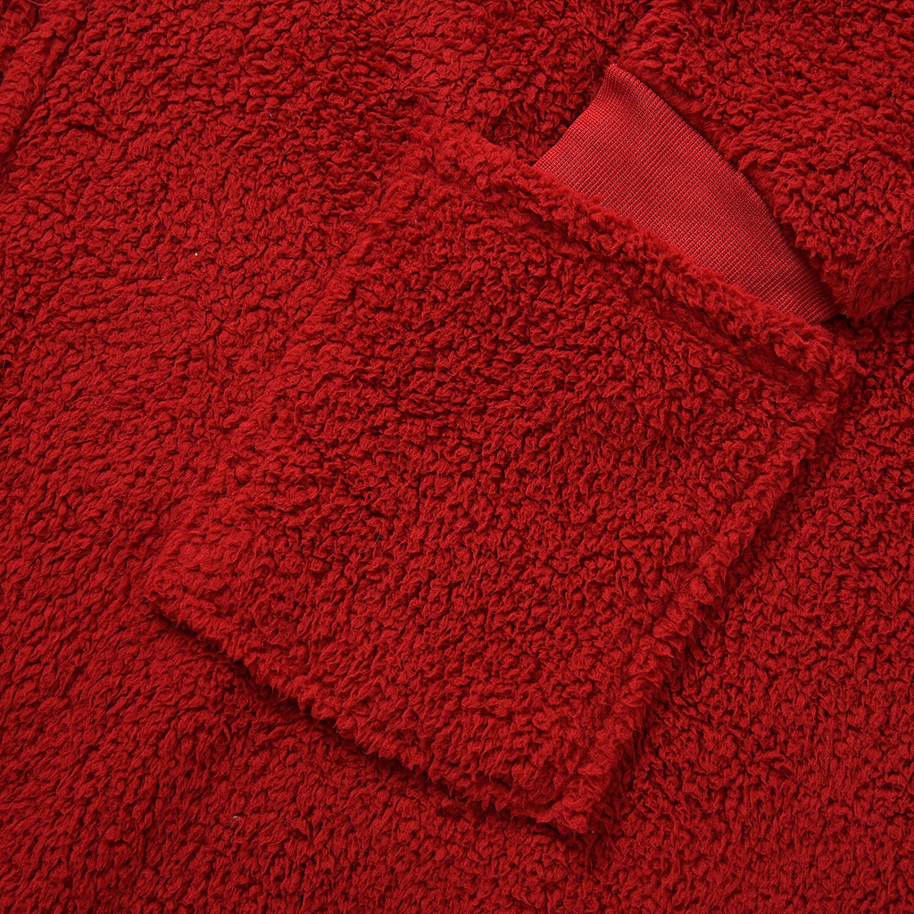 Adults’ Solid Colour Sherpa Blanket Hoodie with Zip Front & Side Pockets