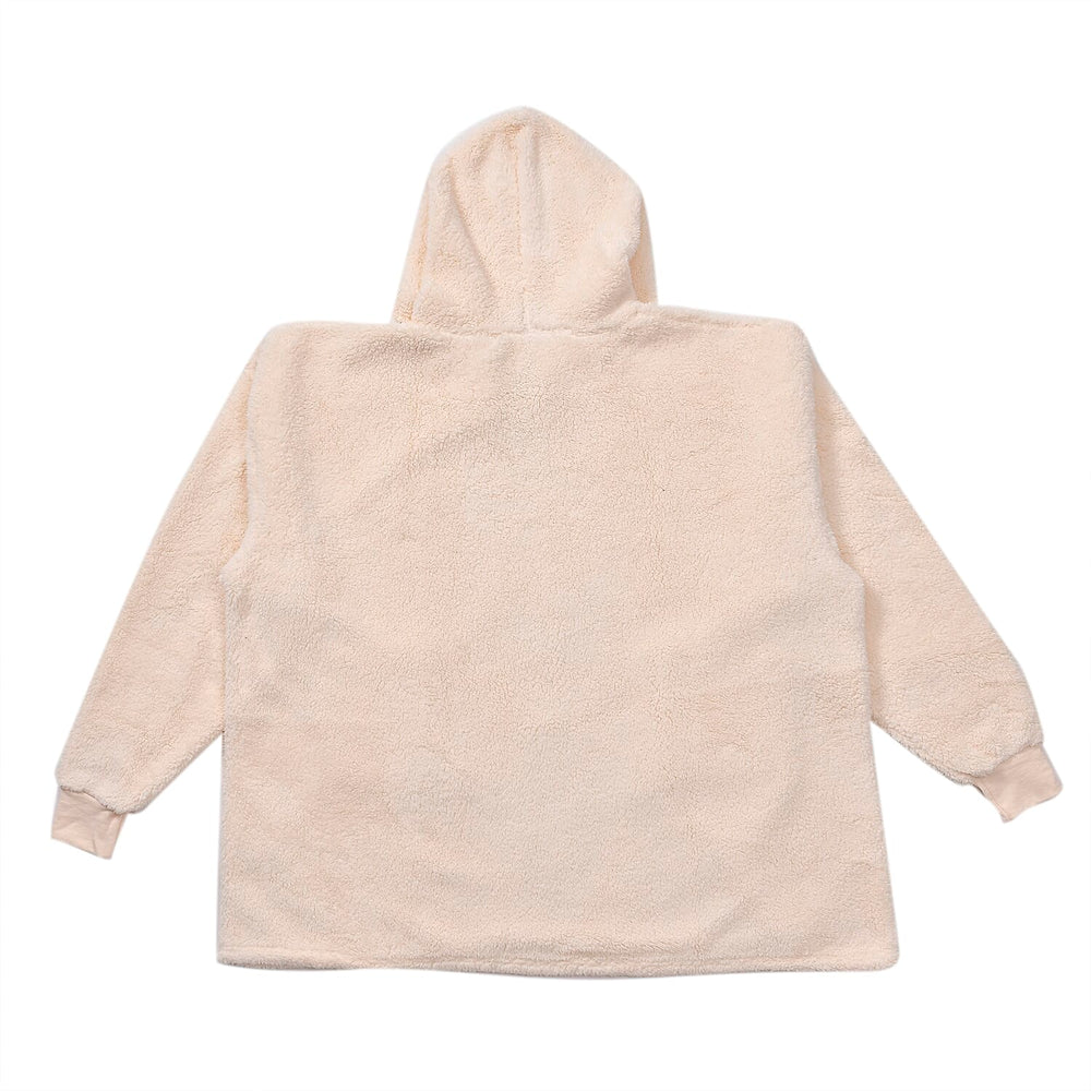 Adults’ Solid Colour Sherpa Blanket Hoodie with Zip Front & Side Pockets