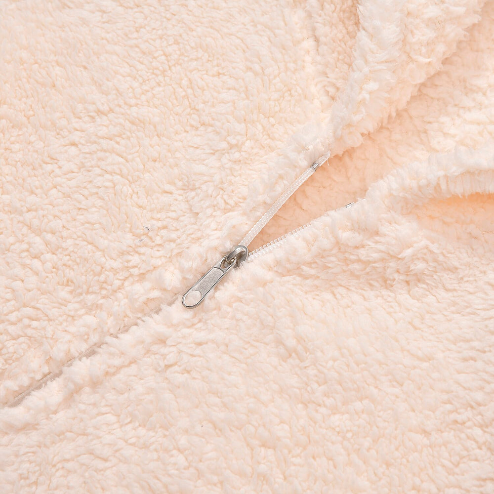 Unisex Super Soft Sherpa Zip Up Hoodie With Pockets - Up To Size 30 - Ivory