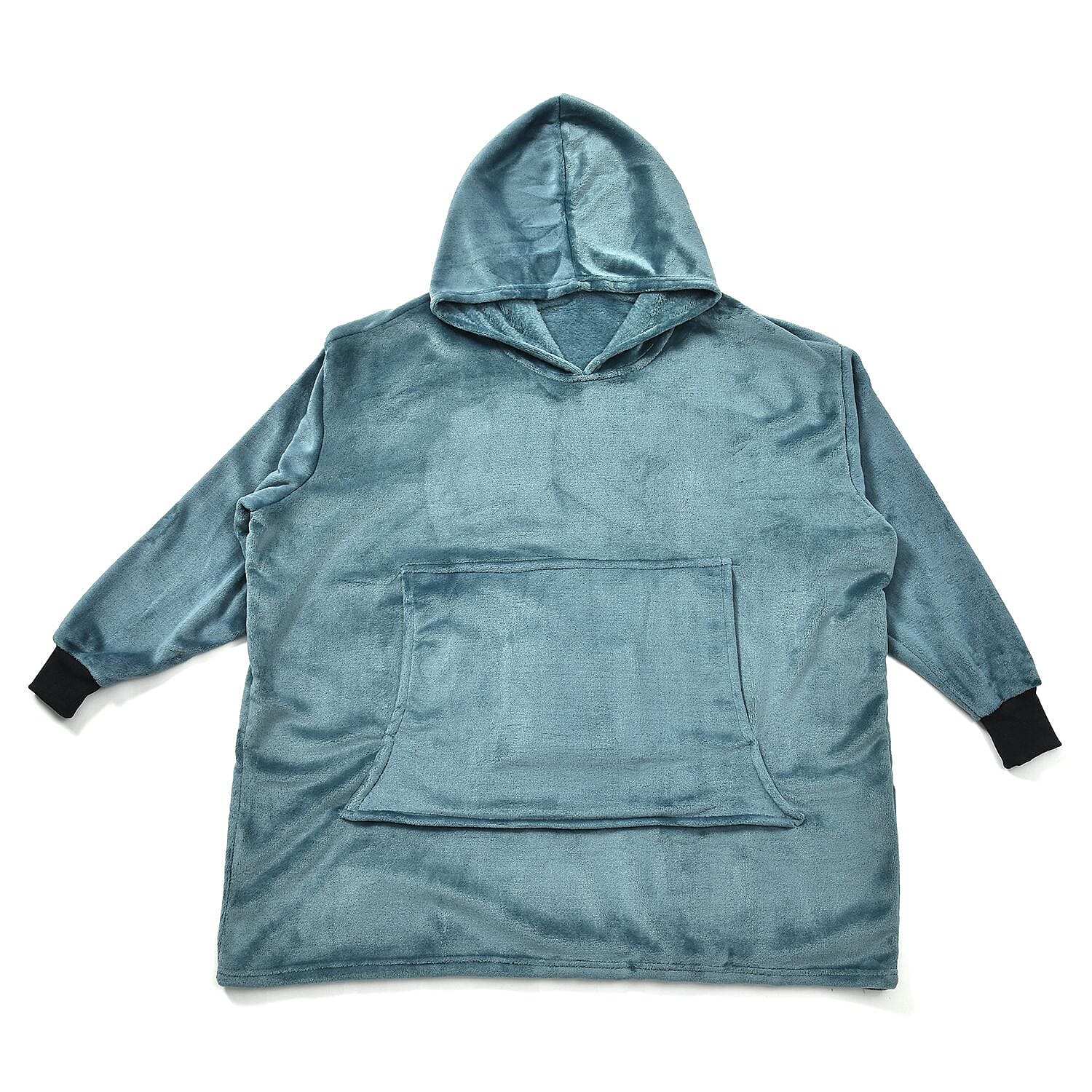 Flannel Solid Hoodie (Size 96x89 cm) - Green