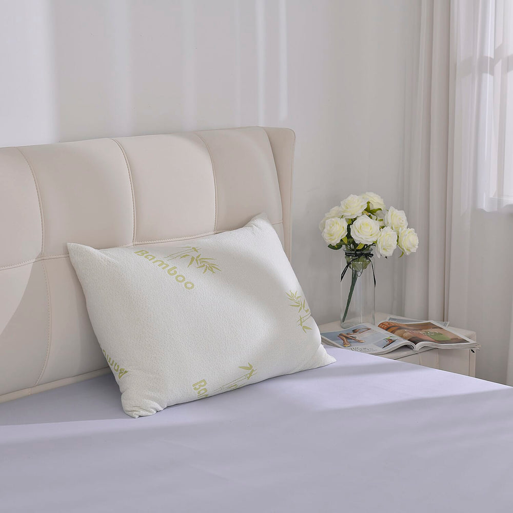 Bamboo Solid Pillow (Size 75x50 cm) - White