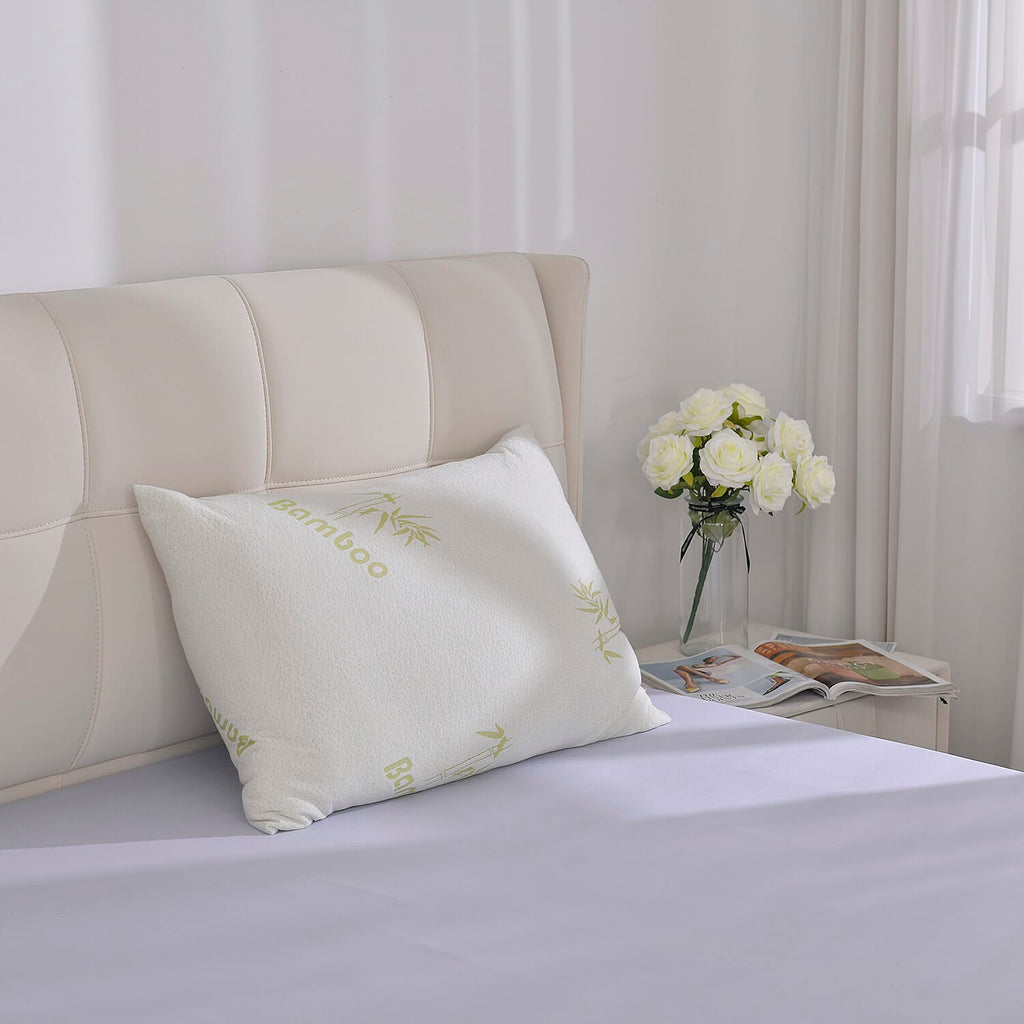 Bamboo Solid Pillow (Size 75x50 cm) - White