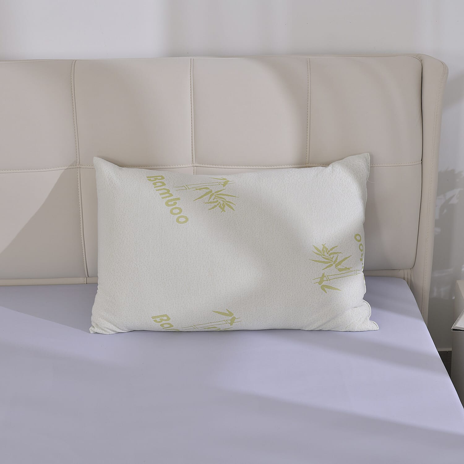 Bamboo Solid Pillow (Size 75x50 cm) - White