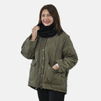Faux Fur Snood with Drawstring (Size 35x28 Cm) - Black