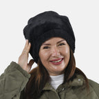 Faux Fur Snood with Drawstring (Size 35x28 Cm) - Black