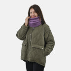 Faux Fur Snood with Drawstring (Size 35x28 Cm) - Purple