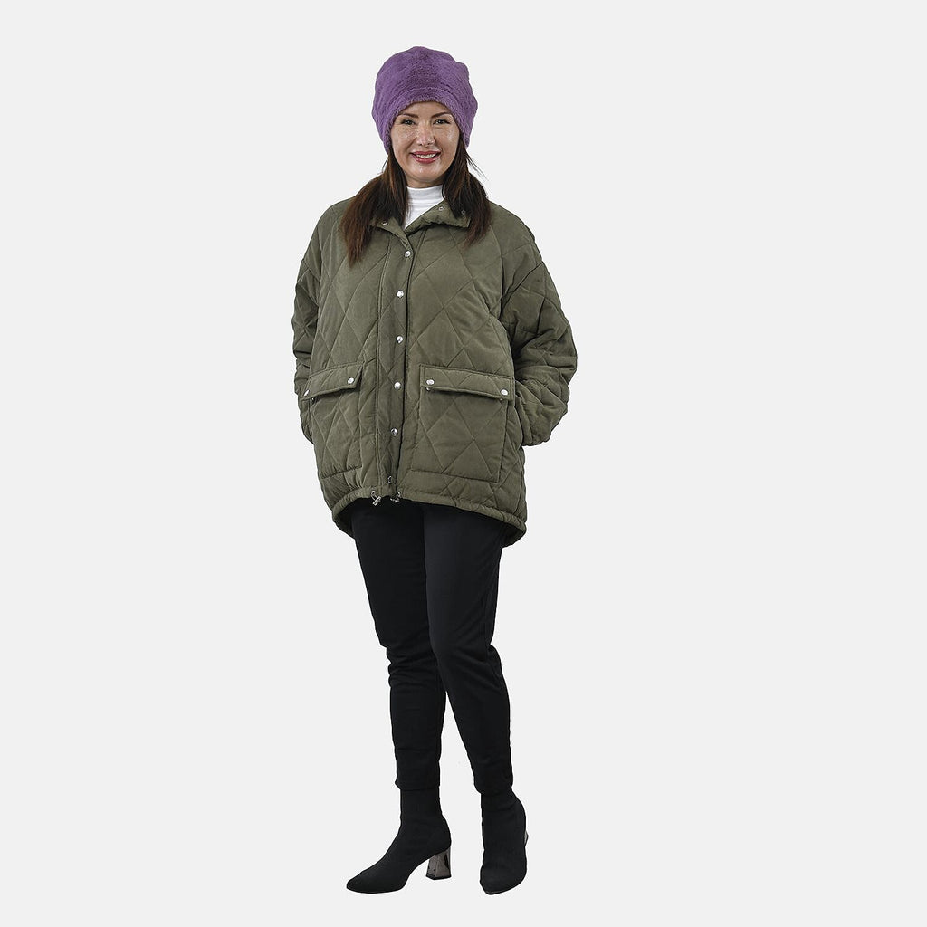 Faux Fur Snood with Drawstring (Size 35x28 Cm) - Purple