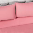 4 Piece Set - Flat - Fitted Bedsheets with 2 Pillow Cases (Double Size) - Pink