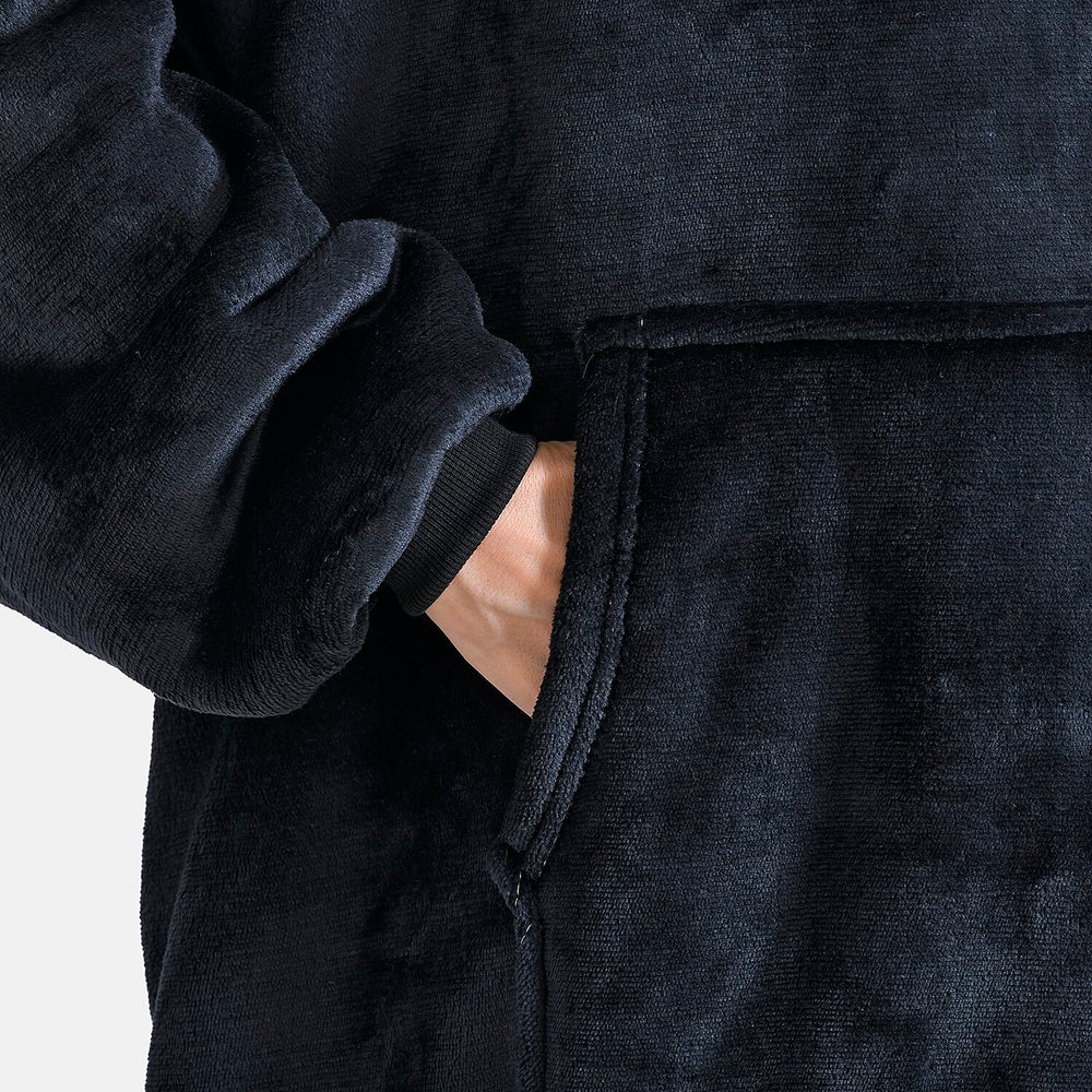 Mega Winter Closeout - Super Soft Fleeced Hoodie Blanket (One Size) - Black