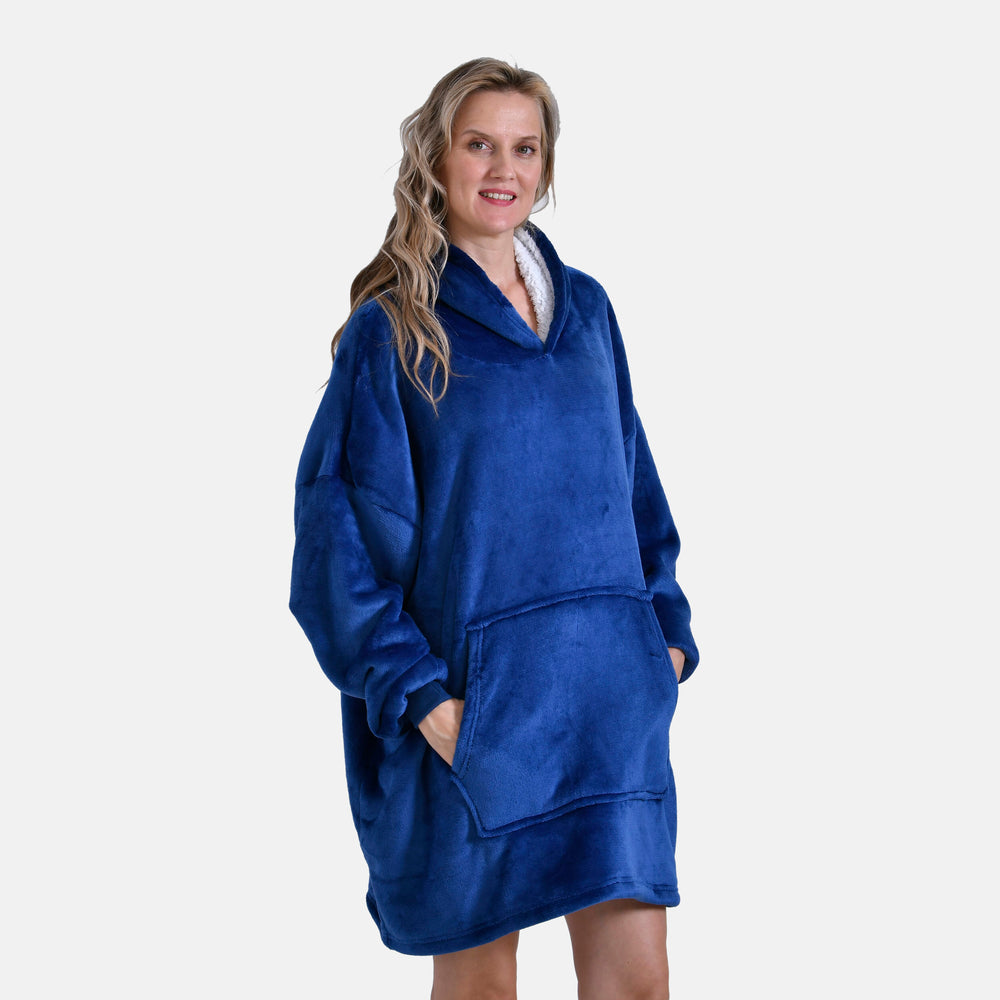 Snuggle Huggle Sherpa Fleece Hoodie - Blue