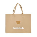 Set of 2 Felt Gift Printed (Bear, Smilebella, Happy Shopping) Tote Bag - Beige