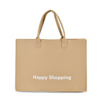 Set of 2 Felt Gift Printed (Bear, Smilebella, Happy Shopping) Tote Bag - Beige