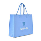 Set of 2 Felt Gift Printed (Bear, Smilebella, Happy Shopping) Tote Bag - Blue