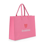Set of 2 Felt Gift Printed (Bear, Smilebella, Happy Shopping) Tote Bag - Pink