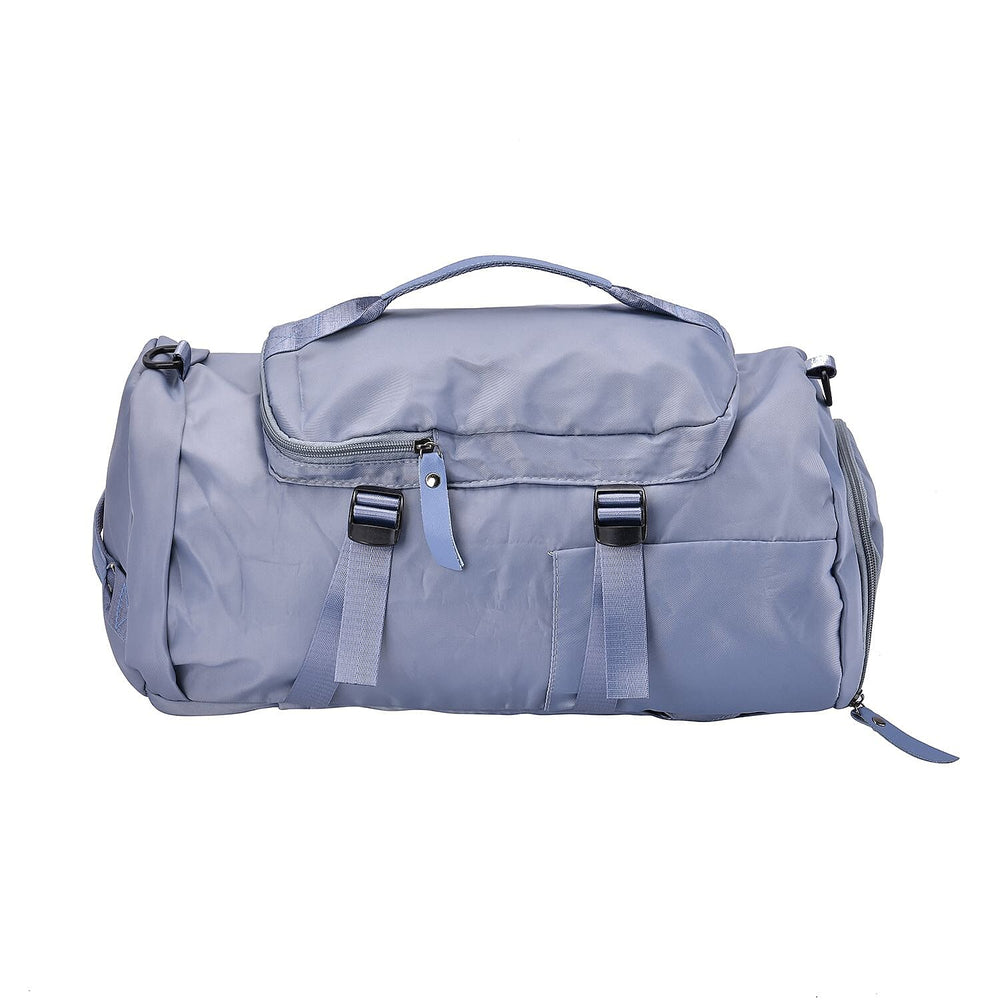 Multi-Function Travel Bag with Backpack Straps & 4 Exterior Zipped Pockets - Blue