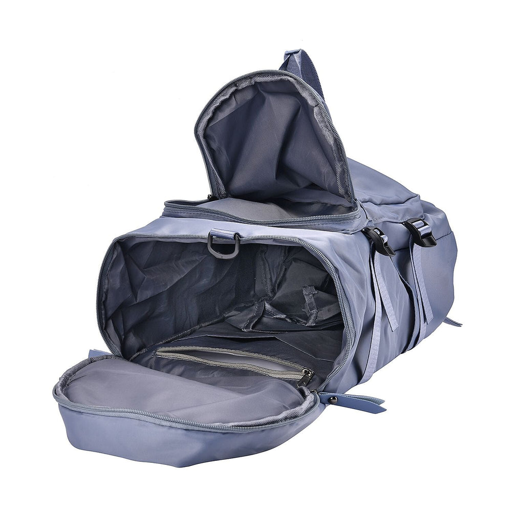 Multi-Function Travel Bag with Backpack Straps & 4 Exterior Zipped Pockets - Blue