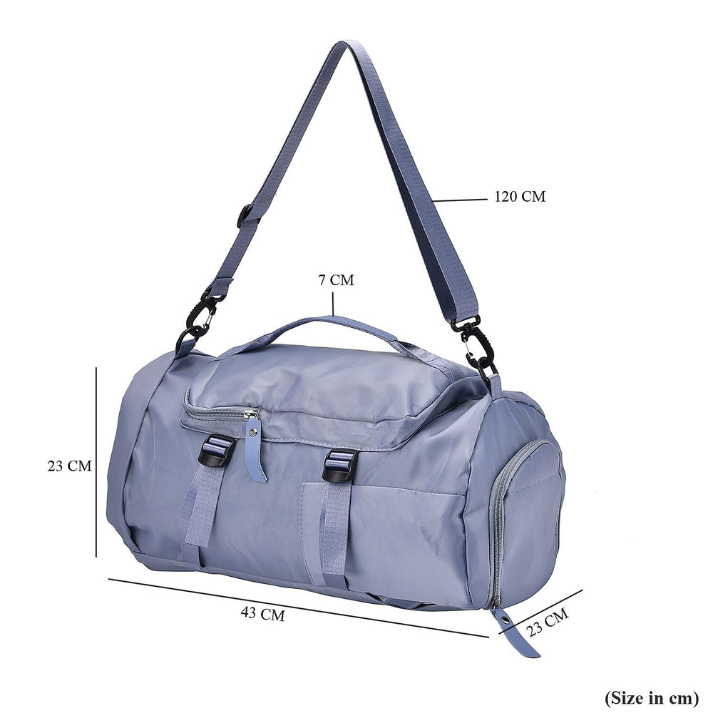 Multi-Function Travel Bag with Backpack Straps & 4 Exterior Zipped Pockets - Blue