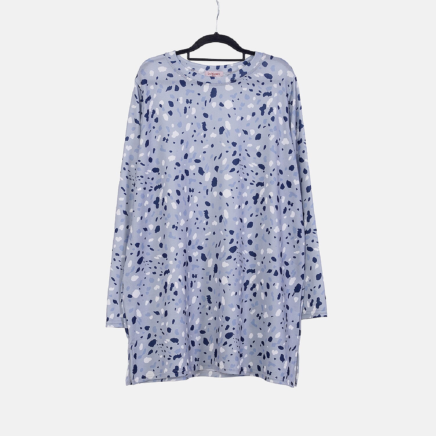 LA MAREY Spot Pattern Jersey Top (One Size Upto UK 20) - Grey