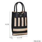 Stripe Pattern Crossbody Bag with Handle Drop - Khaki & Black