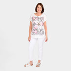 Closeout Deal Floral Printed T-Shirt (Size 10) - White - Grey