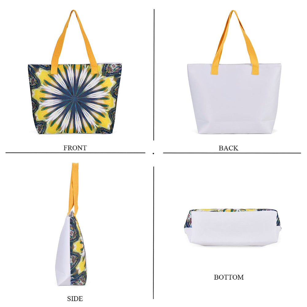 Set of 2 Tie Dye Pattern Tote Bag with Handle Drop - Blue & Yellow