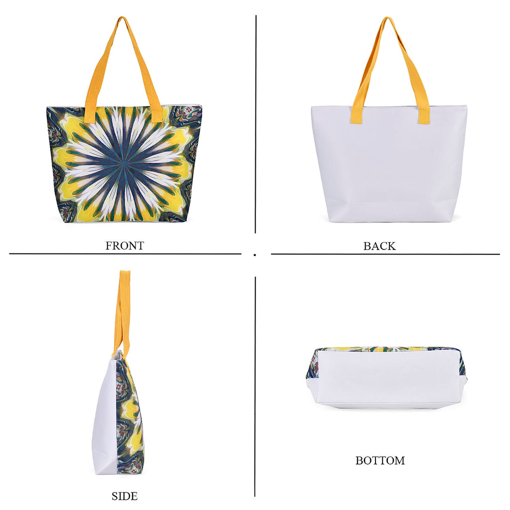 Set of 2 Tie Dye Pattern Tote Bag with Handle Drop - Blue & Yellow