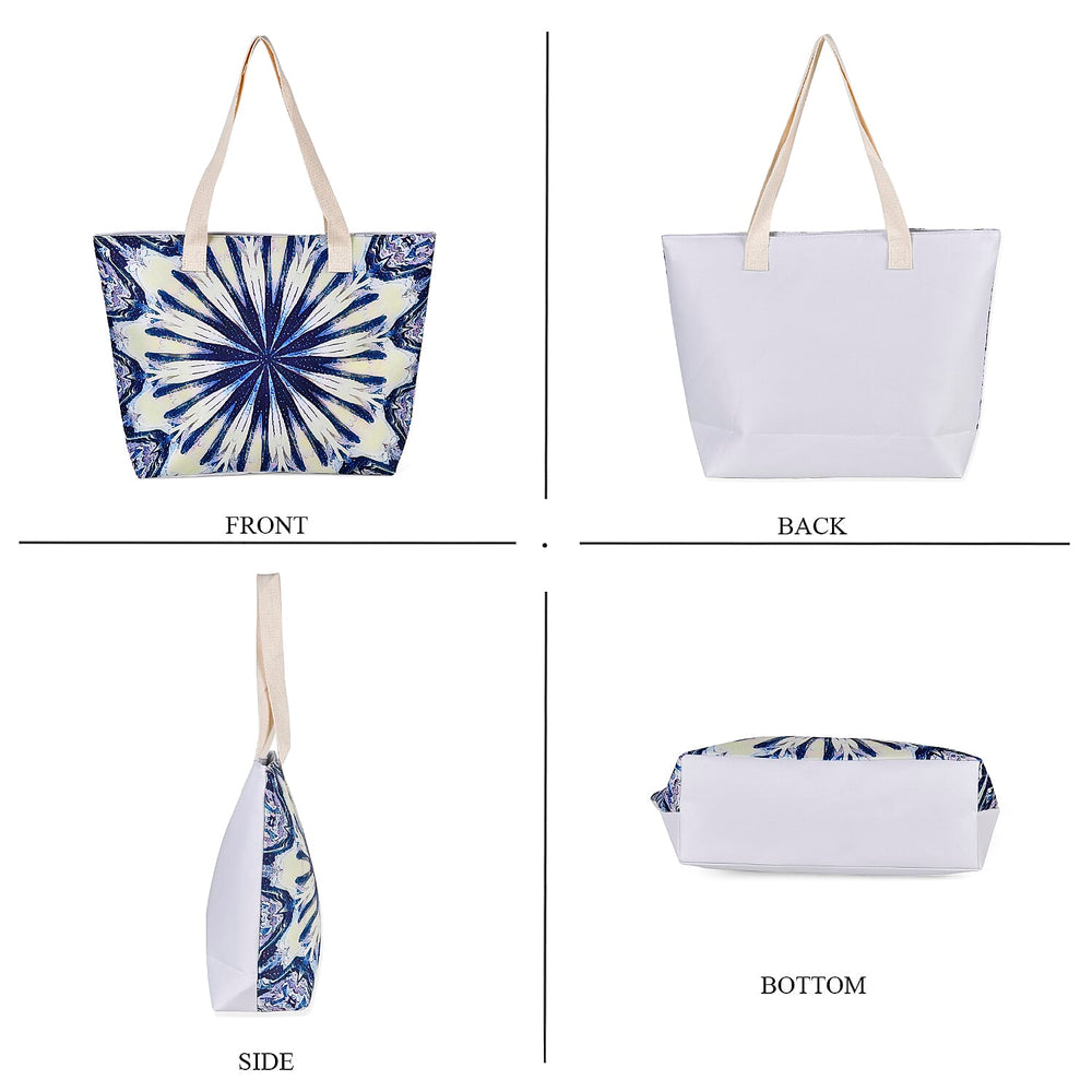 Set of 2 Tie Dye Pattern Tote Bag with Handle Drop - Blue & Yellow