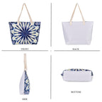Set of 2 Tie Dye Pattern Tote Bag with Handle Drop - Blue & Yellow