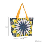 Set of 2 Tie Dye Pattern Tote Bag with Handle Drop - Blue & Yellow